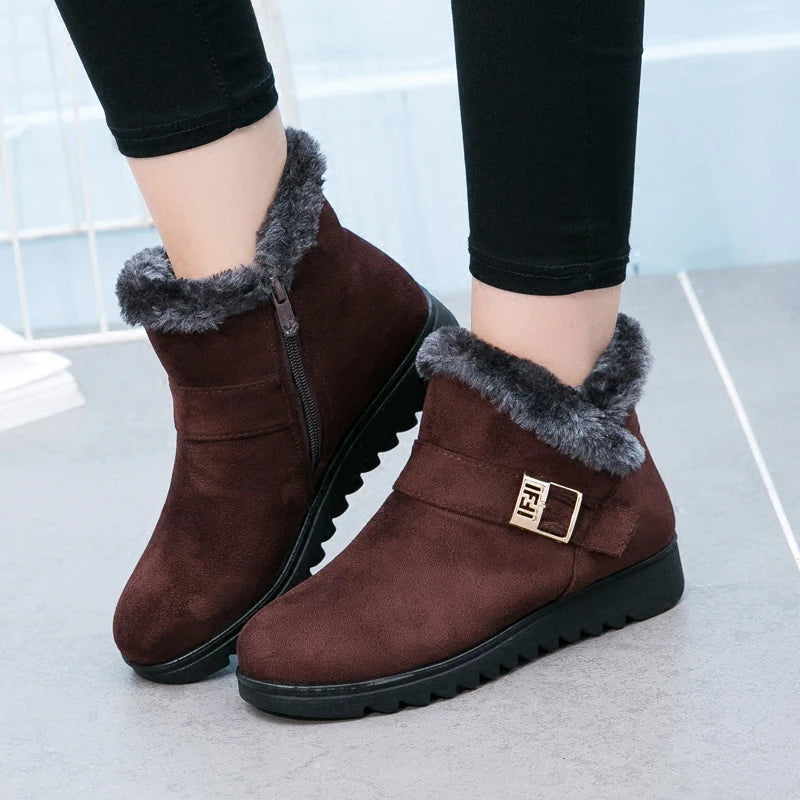 New 2023 women winter boots suede ankle snow boots Female warm fur plush insole comfortable botas mujer flat shoes woman WSH3144