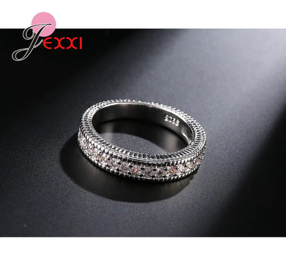 Classical Weeding 925 Sterling Silver 2 PCS Finger Rings For Women Men Super Shining Cubic Zirconia Crystal Accessories