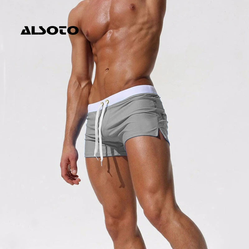 ALSOTO Summer Swimwear Men Breathable Men's Swimsuits Trunks Boxer Briefs Sunga SwimSuits Maillot De Bain Beach Shorts 2023 New