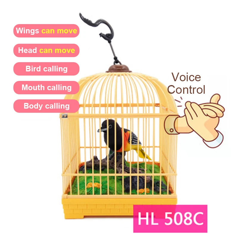 Sound And Voice Control Stimulation Induction Cage Bird Cage Sound Electric Bird Pet Toy Garden Display Children's Toy Gifts