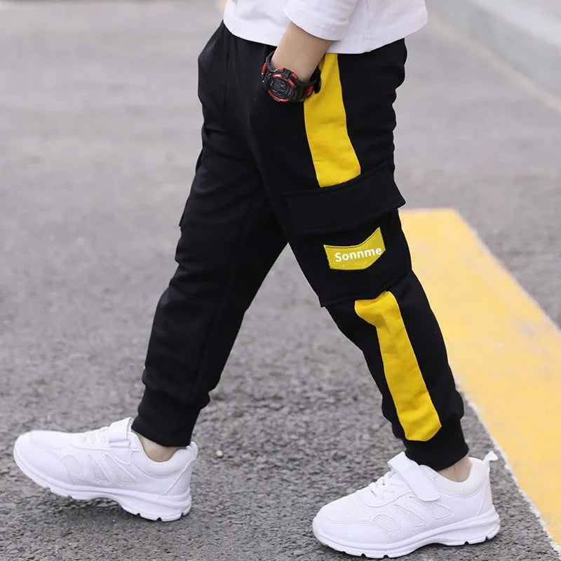 Children's pants 2024 spring and autumn handsome boys big pocket overalls boys casual pants sports trousers 4-10 years old