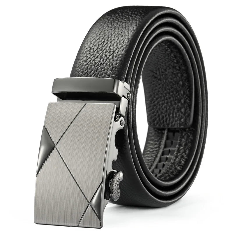 Men Belt Metal Luxury Brand Automatic Buckle Leather High Quality Belts for Men Business Work Casual Strap ZDP001A