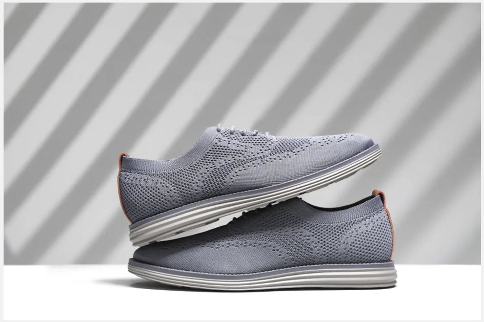 BHKH 2024 Breathable Knitted Mesh Casual Shoes Lightweight Smart Casual Shoes Office Work Footwear Men Shoes