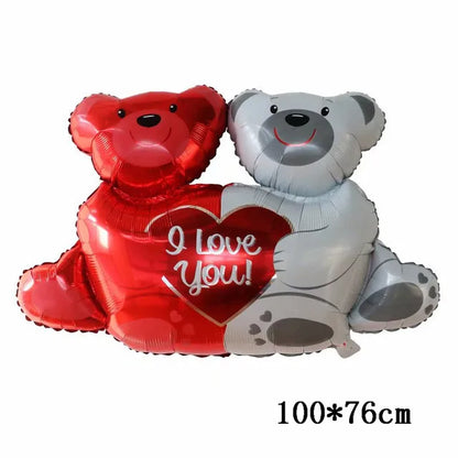 Love Heart Bear Foil Balloons Happy Birthday Valentine’s Day Party Decor Air Helium Globos Wedding Decorations Kids Toys Balloon