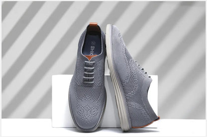 BHKH 2024 Breathable Knitted Mesh Casual Shoes Lightweight Smart Casual Shoes Office Work Footwear Men Shoes