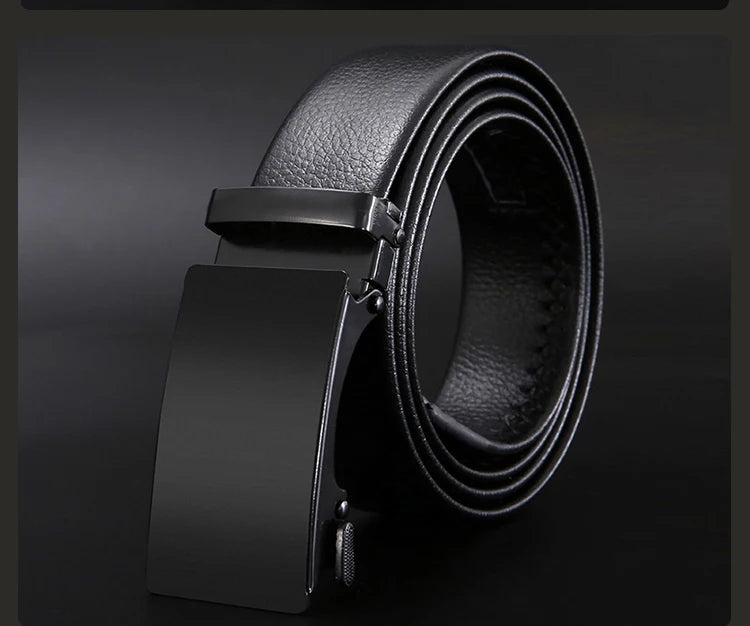 Men Belt Metal Luxury Brand Automatic Buckle Leather High Quality Belts for Men Business Work Casual Strap ZDP001A