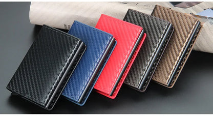 2024 Rfid Men Card Wallets Magnetic Button Free Name Customized Small Card Wallets Carbon Fiber Mini Wallet Qaulity Male Purses