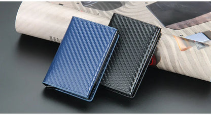 2024 Rfid Men Card Wallets Magnetic Button Free Name Customized Small Card Wallets Carbon Fiber Mini Wallet Qaulity Male Purses