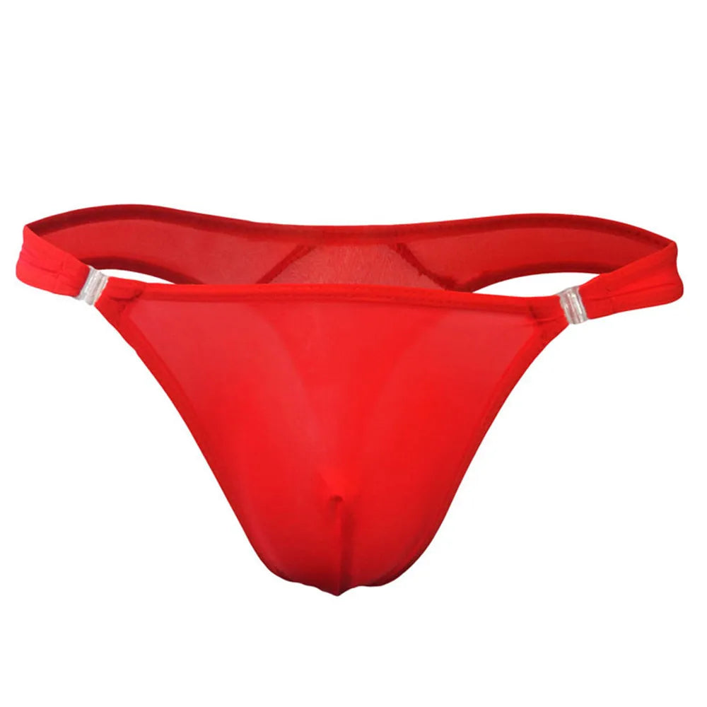 UNWE 2020 U Convex Mens Briefs Sexy Mini Men Thong Tanga Sexy Ice Silk U Convex Crotch Underpants Releasable Button