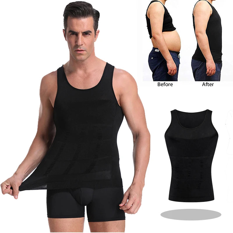 Men's Slimming Shaper Posture Vest Male Tummy Abdomen Corrector Compression Body Modeling Fat Burner Chest Tummy Shirt Corset