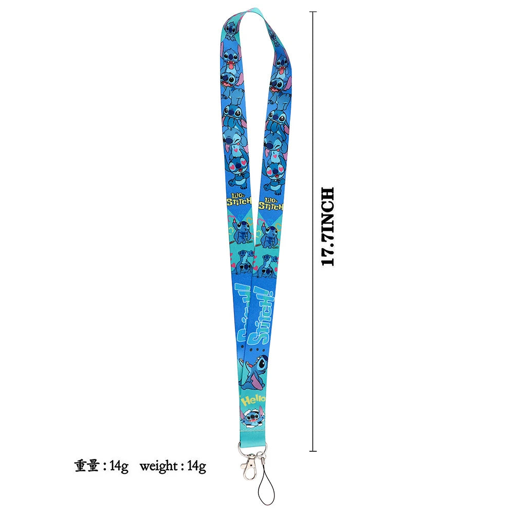 Lilo Stitch Cute Couples Lanyard For Keys Chain Credit Card Cover Pass Mobile Phone Charm Straps ID Badge Holder Key Accessories