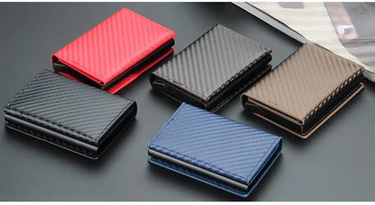 2024 Rfid Men Card Wallets Magnetic Button Free Name Customized Small Card Wallets Carbon Fiber Mini Wallet Qaulity Male Purses