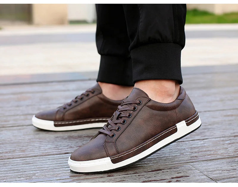 2024 Fashion Sneakers Mens Casual Shoes Flat Soft Brand Male Footwear Classic Black Brown Plus Size 45