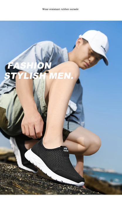 Summer Mesh Men Shoes Sneakers Breathable Flat Shoes Slip-on Sport Trainers Comfortable Lightweight Men Shoes Zapatillas Hombre