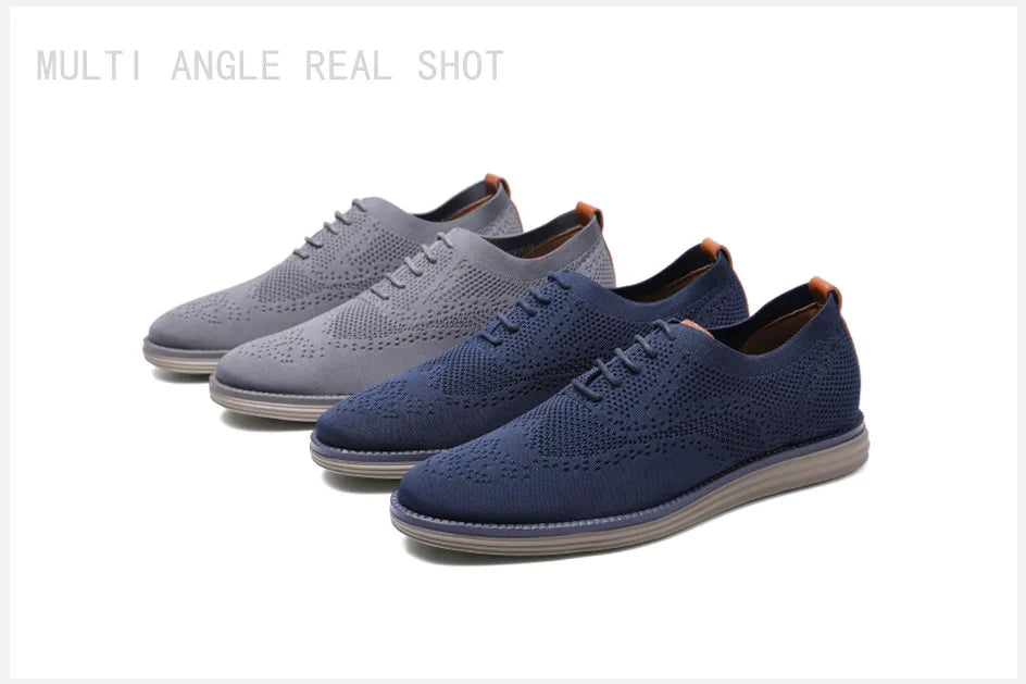 BHKH 2024 Breathable Knitted Mesh Casual Shoes Lightweight Smart Casual Shoes Office Work Footwear Men Shoes