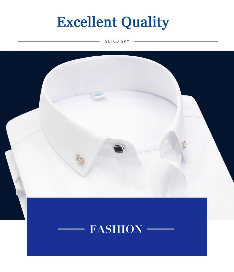 High Quality Non-ironing Men Dress Shirt Short Sleeve New Solid Male Clothing Fit Business Shirts White Blue Navy Black Red