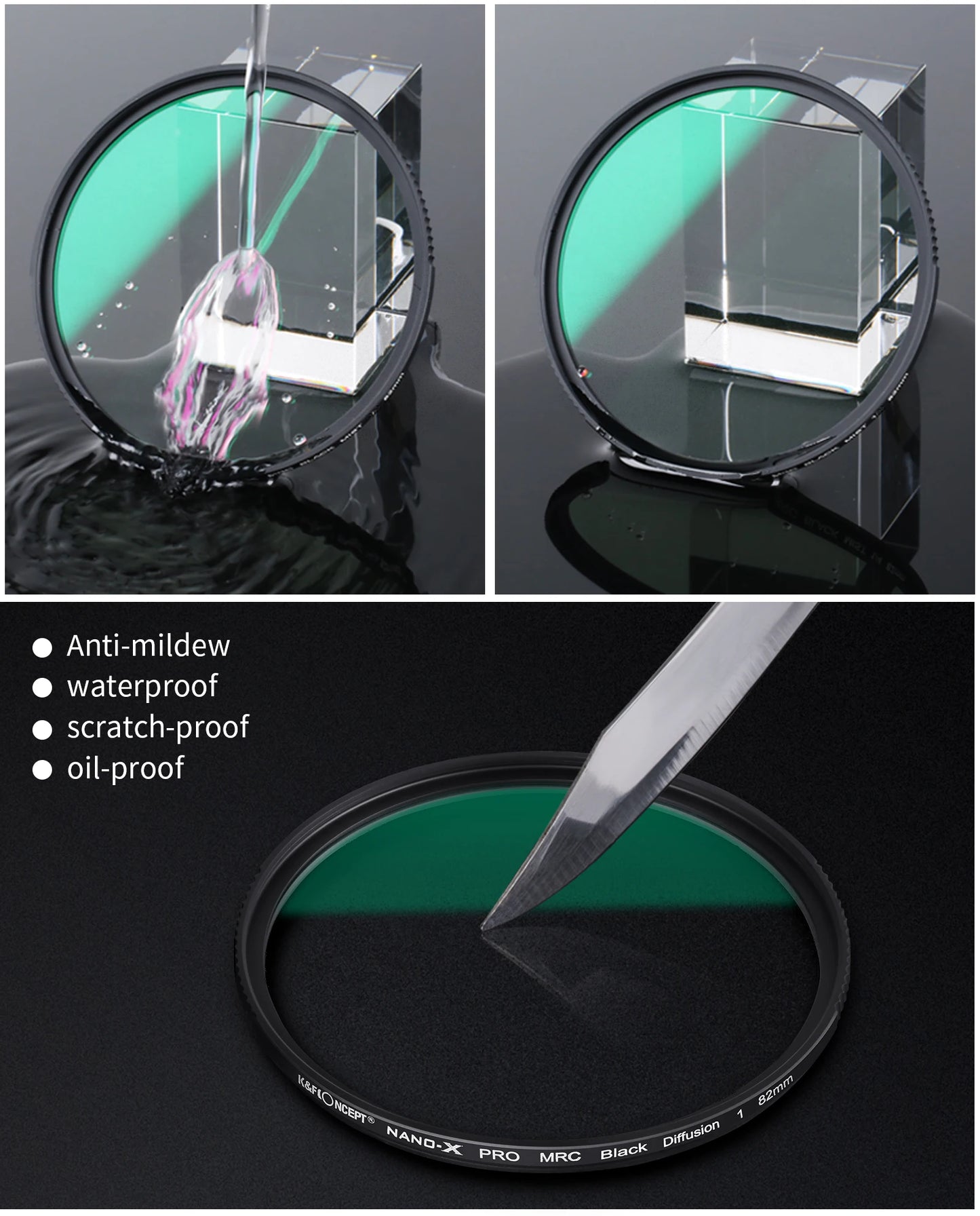 K&F Concept Black Mist 1/4 1/8 1/2 1/1 Soft Diffusion Lens Filter Mist Filtro 49mm 52mm 58mm 62mm 67mm 72mm 77mm 82mm Nano NO X