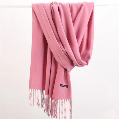 Fashion Solid Color 2021 Designer Women Scarf Winter Hijabs Tassels Long Lady Shawls Cashmere Like Pashmina Hijabs Scarves Wraps