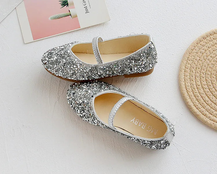 2024 Spring 1 to 12 years old girls dress shoes Beauty Pointed Toe Teen Girl Leather Shoes Bling Princess Wedding Shoes F12131