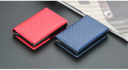 2024 Rfid Men Card Wallets Magnetic Button Free Name Customized Small Card Wallets Carbon Fiber Mini Wallet Qaulity Male Purses