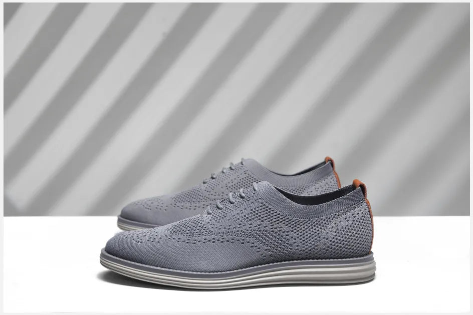 BHKH 2024 Breathable Knitted Mesh Casual Shoes Lightweight Smart Casual Shoes Office Work Footwear Men Shoes