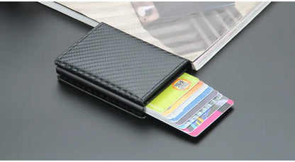 2024 Rfid Men Card Wallets Magnetic Button Free Name Customized Small Card Wallets Carbon Fiber Mini Wallet Qaulity Male Purses