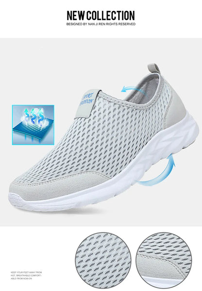 Summer Mesh Men Shoes Sneakers Breathable Flat Shoes Slip-on Sport Trainers Comfortable Lightweight Men Shoes Zapatillas Hombre