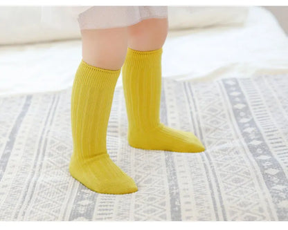 Baby Socks Newborn Kids Infant Girls Boys Knee High Sock Toddler Girl Solid Cotton Stripe Plain Long Children Sock For 0-3Years