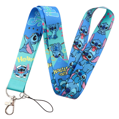 Lilo Stitch Cute Couples Lanyard For Keys Chain Credit Card Cover Pass Mobile Phone Charm Straps ID Badge Holder Key Accessories