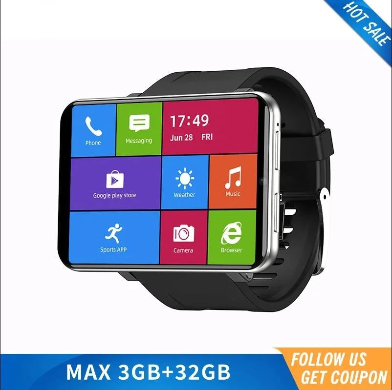 2024 DM100 4G LTE Smart Watch Android 7.1 3GB 32GB 5MP Camera IPS 2700mah Battery 2.86Touch Screen LEMFO LEMT Smartwatch vs S999