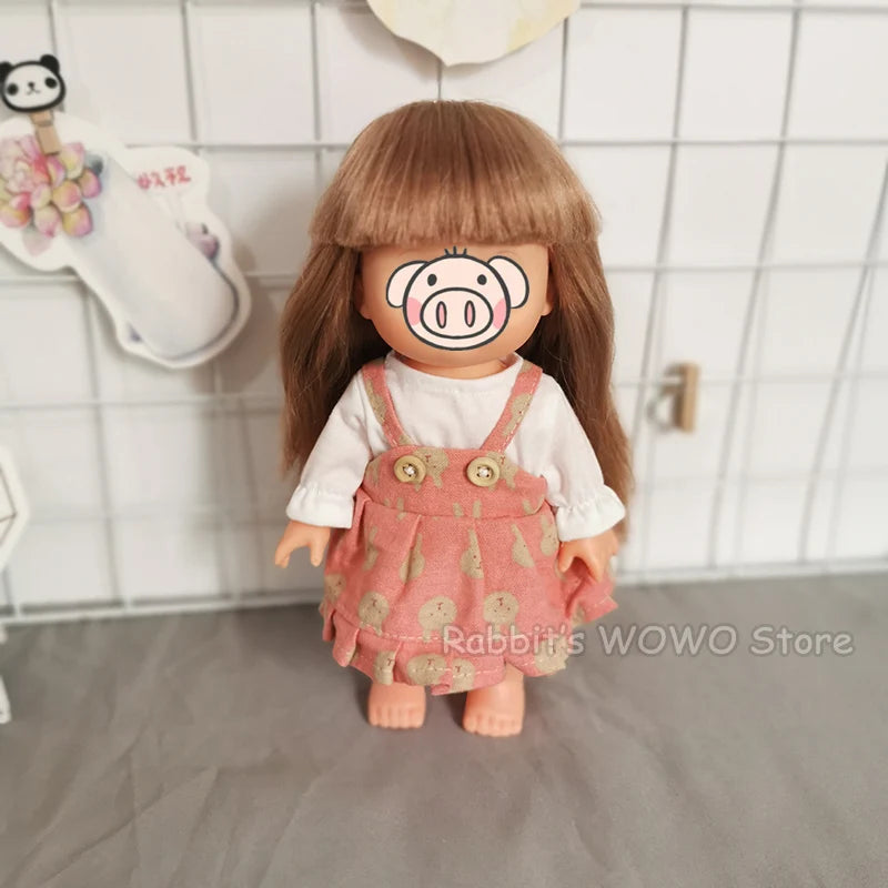 Doll Clothes for 25cm Mellchan Dolls Accessories Outfits Fit 1/6 BJD Doll Lovely Set Baby Doll Dress Headwear Christmas Gift