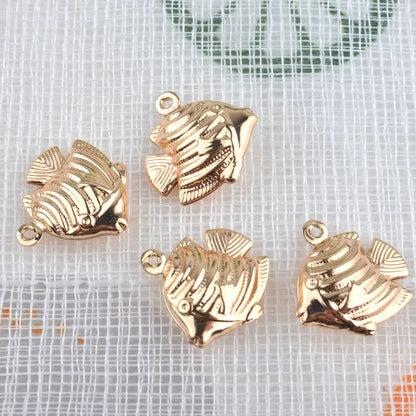 (129) 12x23MM 24K Gold Color Plated Brass Fish Charms Pendants High Quality Jewelry Accessories