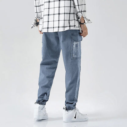 Plus Size Jeans Men Loose Joggers Streetwear Harem Jeans Cargo Pants Ankle-Length Denim Trousers