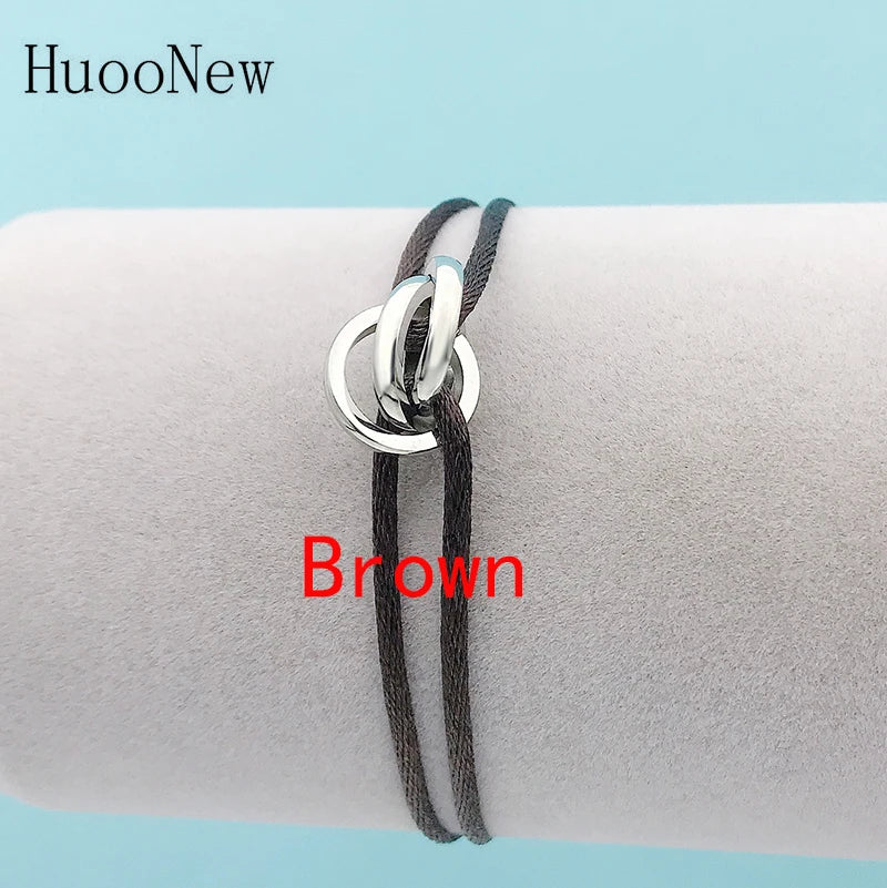 New Hot Stainless Steel Bracelet 3 Metal Buckle Ribbon Lace Up Chain Multicolor Adjustable Size Bracelet For Women Man Unisex