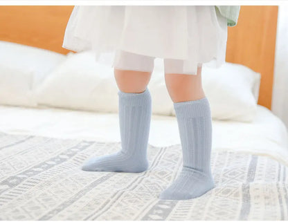 Baby Socks Newborn Kids Infant Girls Boys Knee High Sock Toddler Girl Solid Cotton Stripe Plain Long Children Sock For 0-3Years