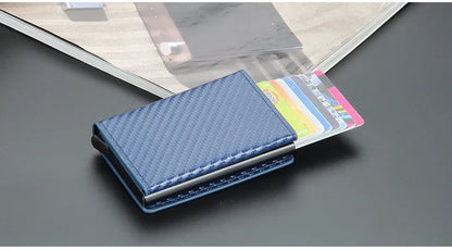 2024 Rfid Men Card Wallets Magnetic Button Free Name Customized Small Card Wallets Carbon Fiber Mini Wallet Qaulity Male Purses