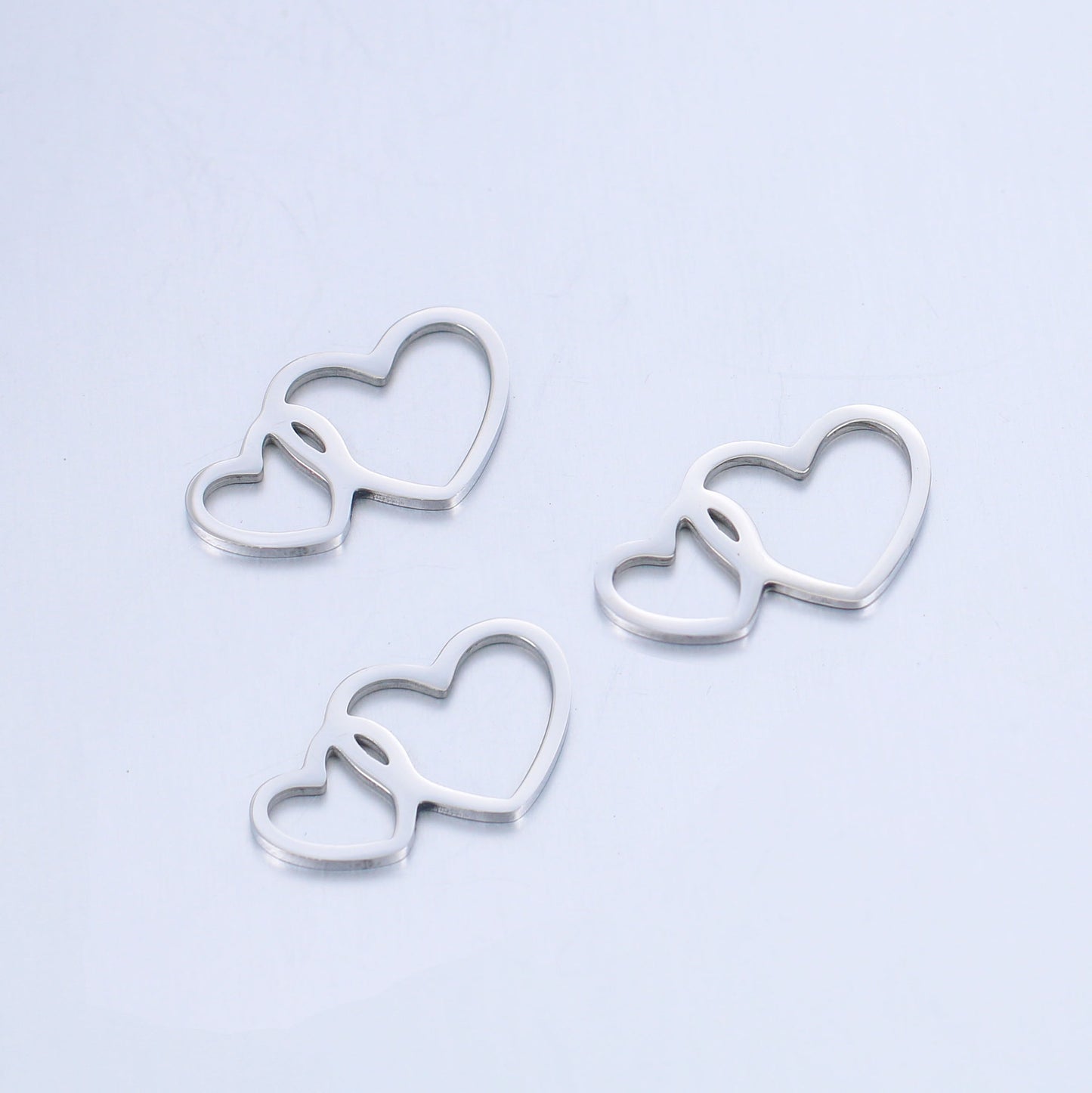 DOOYIO 5pcs/Lot Stainless Steel Double Hearts Couple Charms For Bracelet Necklace Pendant DIY Love Jewelry Making Accessories