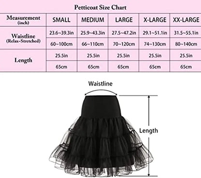 Women's 50S Vintage Tulle Petticoat Half Slip Tutu Underskirt