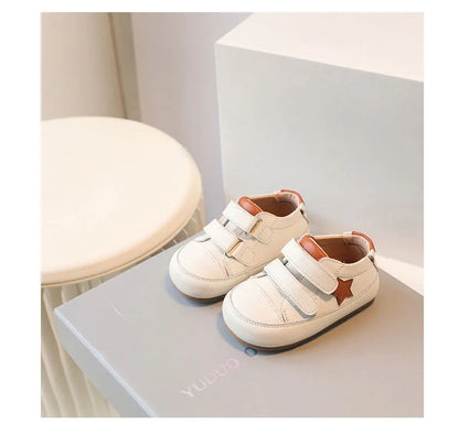 0-5 Years New Baby Shoes Microfiber Leather Toddler Boys Barefoot Shoe Star Soft Sole Girls Outdoor Tennis Fashion Kids Sneakers