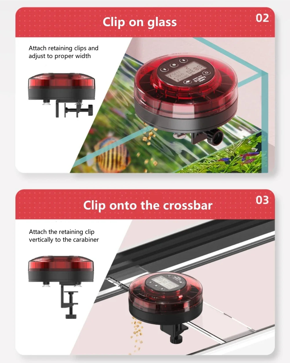 Automatic Fish Feeder for Aquarium Automatic Food Dispenser with Timer Rechargeable Timer Feeder with USB Cable LCD Display