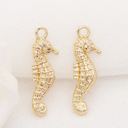 (129) 12x23MM 24K Gold Color Plated Brass Fish Charms Pendants High Quality Jewelry Accessories