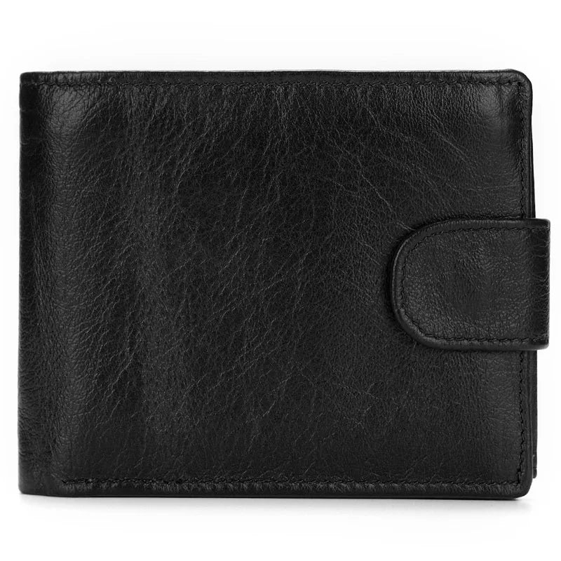 Cowhide Leather Men Short Wallets Hasp Trifold Money Clip Vintage Coin Purse For Male Card Holder Small Clutch Cash Bags JYY693