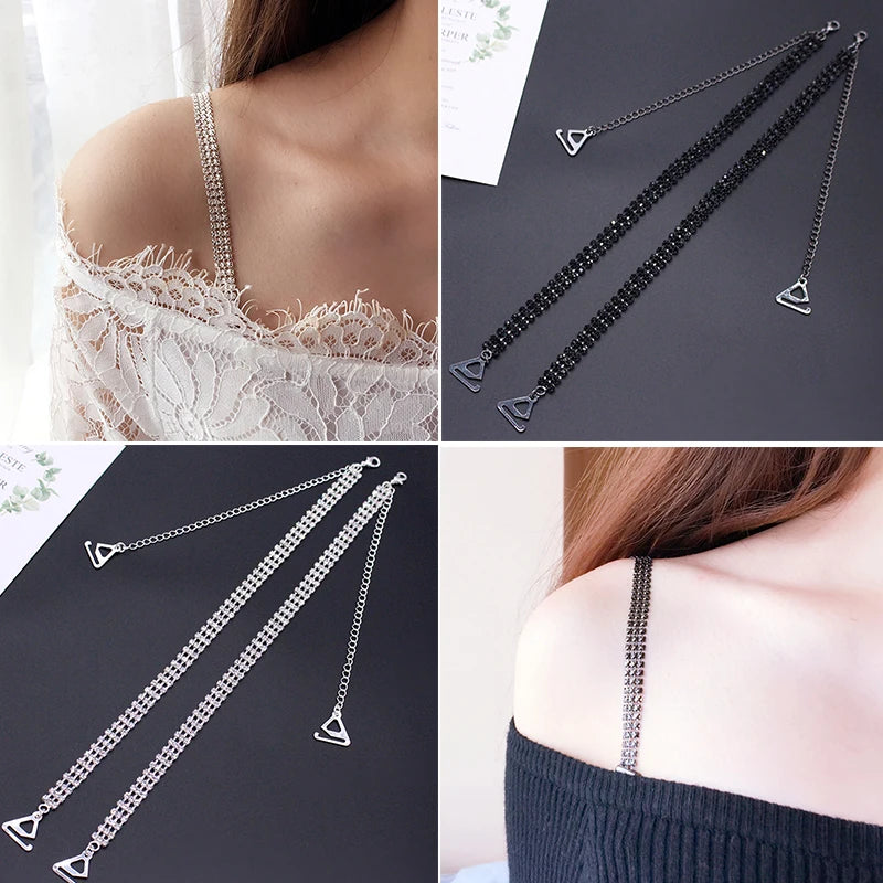 Sexy Rhinestone Women Bra Straps Elegant Crystal Bra Shoulder Strap Anti-light Off-the-shoulder Underwear Straps Accessories