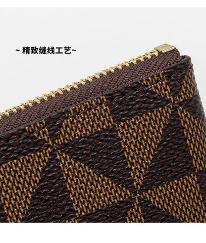 Luxury Designer Coin Key Storage Bag with Chain Women Mini Coin Purse Plaid Leather Small Zipper Wallet Ladies Keychain Purses