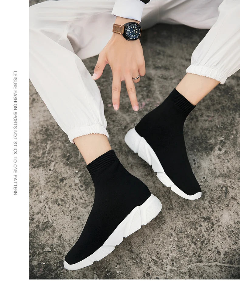 Fashion Black Men’s Sock Shoes Knit Breathable Unisex Socks Sneakers For Men Large Size 47 Lightweight Slip-On Casual Shoes Men