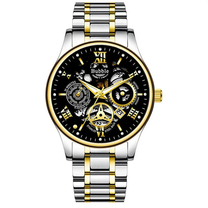 UTHAI L93 Watch For Men Trendy High end Light Luxury Versatile Quartz Watches Waterproof Roman Hollow Male's Clock Watch