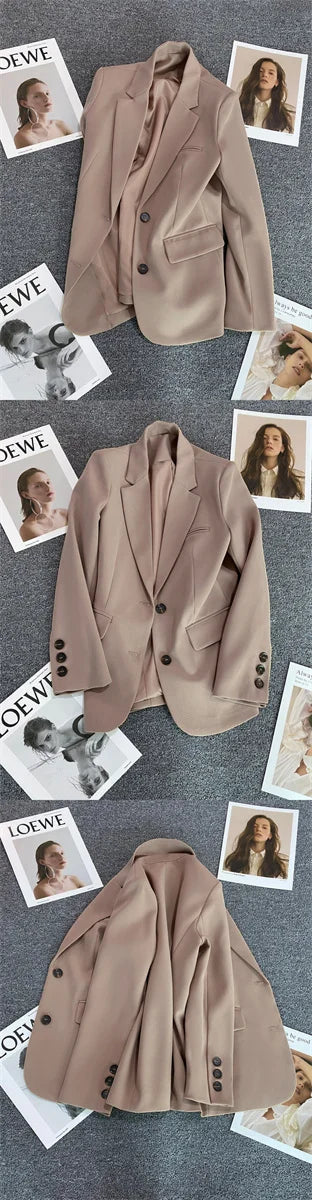 Women Jacket New in Korean Fashion Small Suit Top Brown Suit Coat Clothes Loose Straight Temperament Slim Blazer for Women Chic