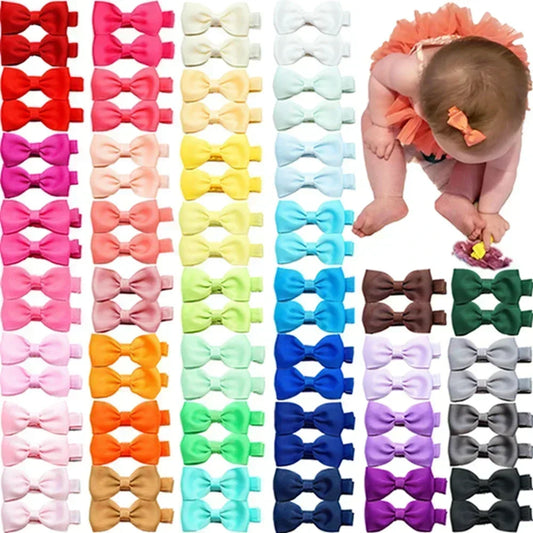 10 teile/los Einfarbig Ripsband Bowknot Kinder Haar Clips Handgemachten Bögen Baby Mädchen Barrettes Haarnadeln Foto Requisiten Geschenk Sets