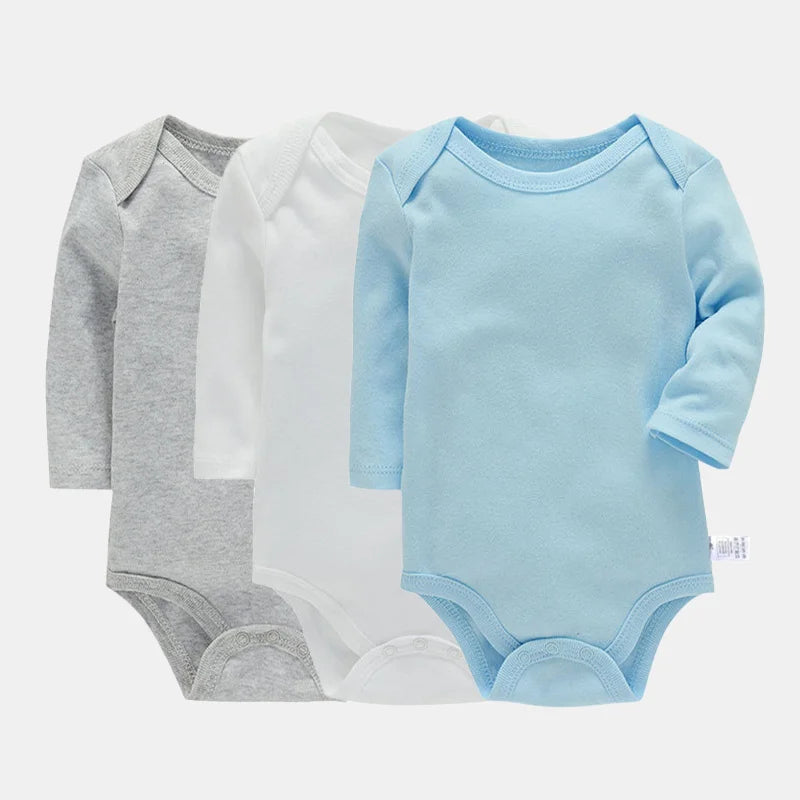 Lawadka 3Pieces/lot Bodysuit For Newborns Cotton Long Sleeve Infant Baby Girls Boys Jumpsuit Soft Solid Baby's Rompers 3-24Month