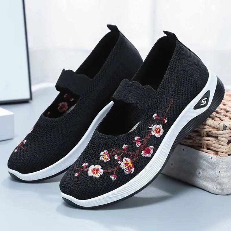 Summer Women's Shallow Flats Loafers Breathable Mary Jeans Flower Sneakers Female Platform Running Cotton Slip On Shoes